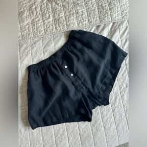 Deiji Studios Black Linen Shorts